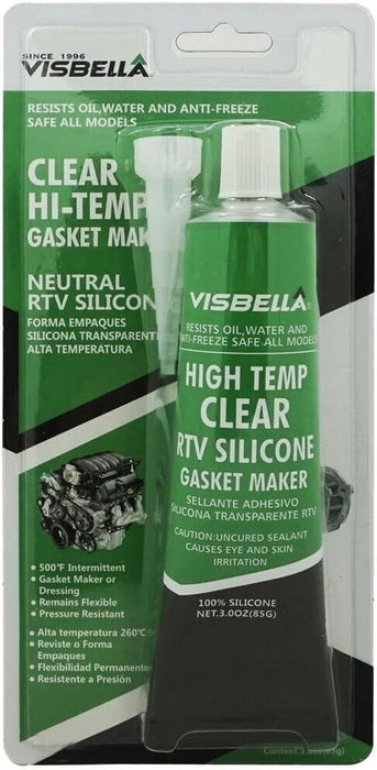 Visbella Hi Temp Clear RTV Silicone Gasket Maker Sealant 315degC 85g Automotive