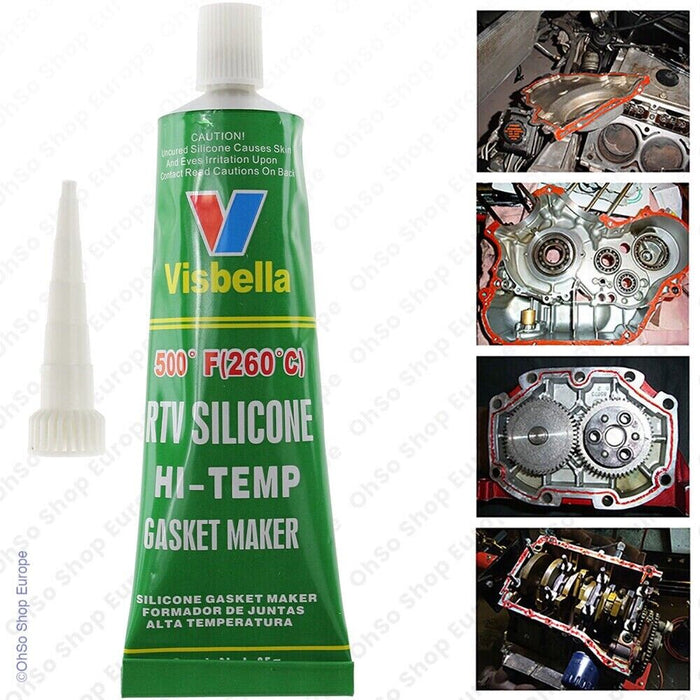 Visbella Hi Temp Clear RTV Silicone Gasket Maker Sealant 315degC 85g Automotive