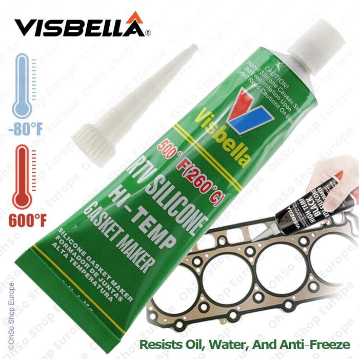 Visbella Hi Temp Clear RTV Silicone Gasket Maker Sealant 315degC 85g Automotive