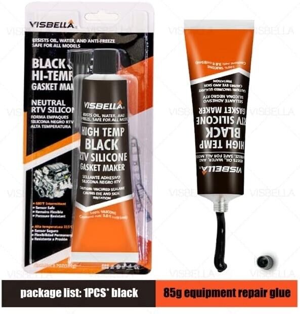 Visbella Hi Temp BLACK RTV Silicone Gasket Maker Sealant 315degC 85gr Automotive