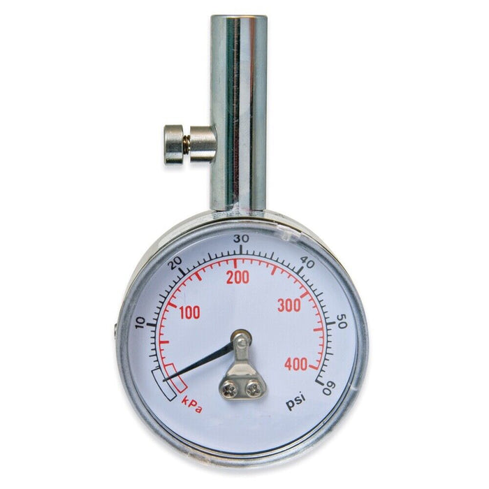 Hard Unit 4WD Tyre Pressure Gauge Kit 2" Dial 0 - 60 PSI Straight Valve + Case