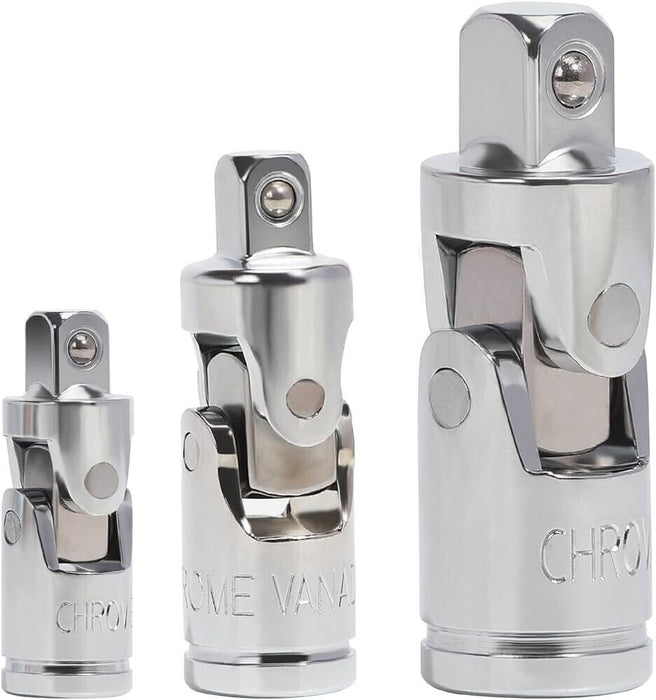 PK TOOLS  Universal Joint UJ’s Wobble Angle Socket Set 3pc 1/4" 3/8"  1/2" Drive