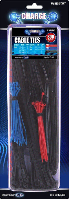 300pc Cable Ties Zip Tie Nylon UV Stabilised Plastic Electrical Wire Bundle Bulk