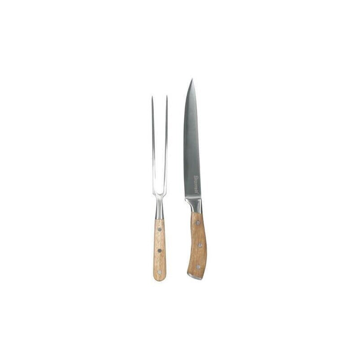 Starrett SKK-2WD Professional 2 Piece Carving Knife & Fork Set with Chopping Boa