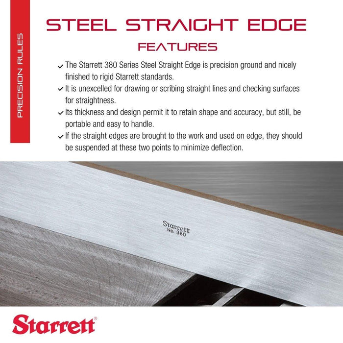 STARRETT 385-36 36" 900mm STEEL STRAIGHT EDGE WITH BEVEL EDGE Made in USA