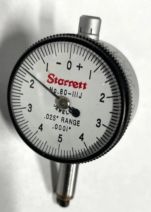 STARRETT MINIATURE DIAL INDICATOR .0001" GRAD .025 RANGE 0-5-0 DIAL Made in USA