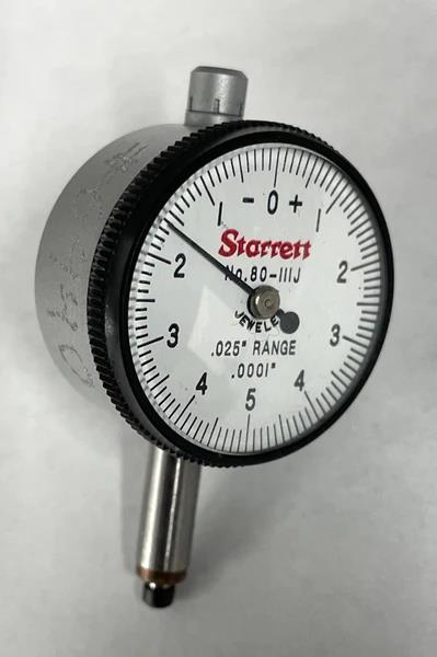 STARRETT MINIATURE DIAL INDICATOR .0001" GRAD .025 RANGE 0-5-0 DIAL Made in USA