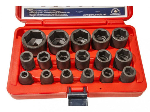 Genius Tools 17Pc 1/2" Dr. Impact Socket Set Metric 8-32mm Made in Taiwan - FISHER DISCOUNT