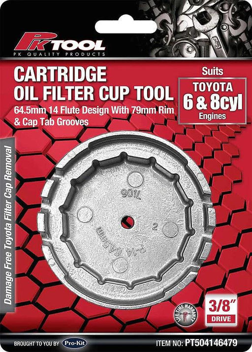 PK Tool 3/8" Dr Cup Style Oil Filter Remover for Most Toyota 4 6 & 8 Cyl Cars - FISHER DISCOUNT