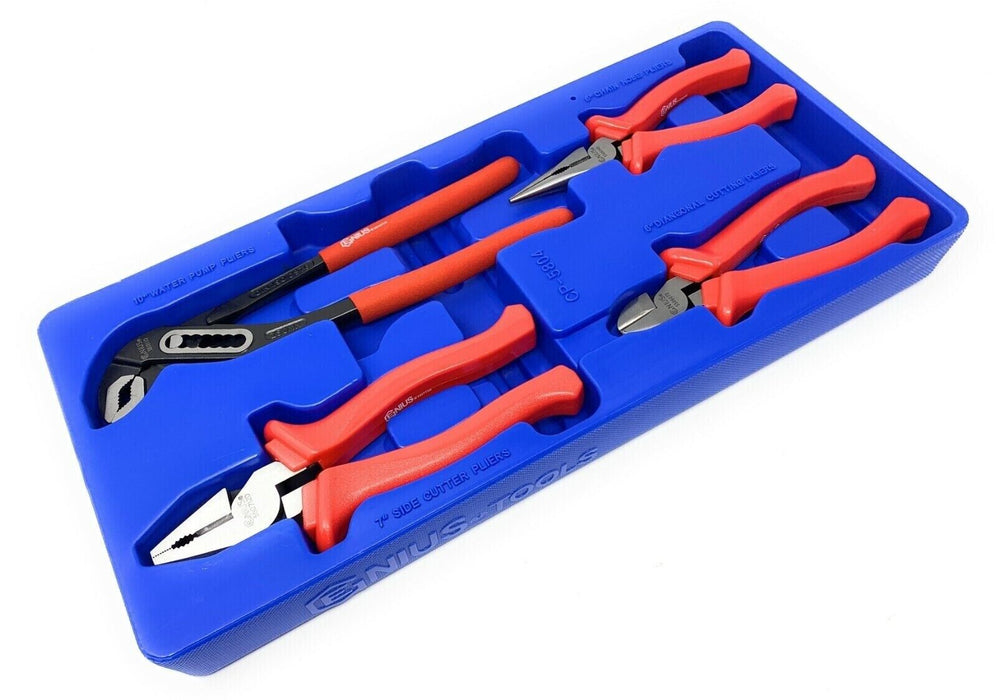 Genius Tools 4 Piece Plier Set Combination Long Nose Side Cutter Made in Taiwan