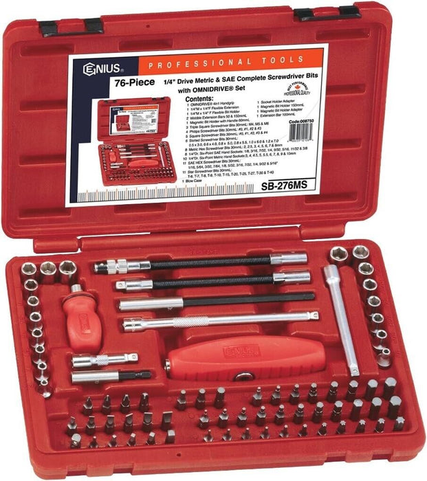 Genius Tools 76 Piece Metric & SAE Screwdriver Complete Bit with OMNIDRIVE® Set