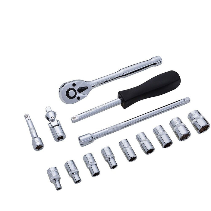 Force pro 39 Pc 1/4 & 3/8 Dr. Metric and Sae Chrome Vanadium Socket Set