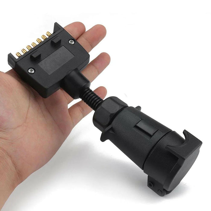 Car Trailer Adaptor 7 Pin Flat Male plug to 7 Pin Large round Female socket-