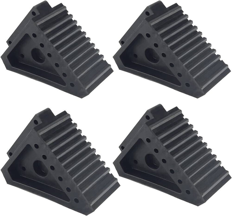 HARDUNIT 4PCS Heavy Duty Rubber Wheel Chock Tough Stops Car Trailer Boat Caravan