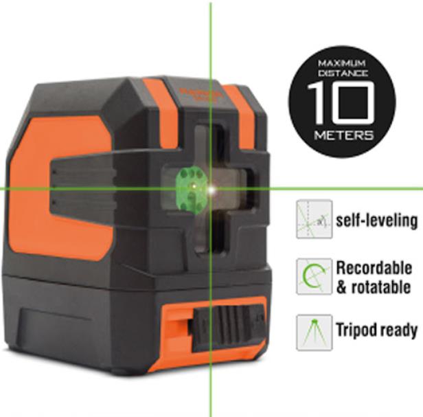 HARDEN 581002 CrossLine Laser Level Green Beam Self Levelling Waterproof
