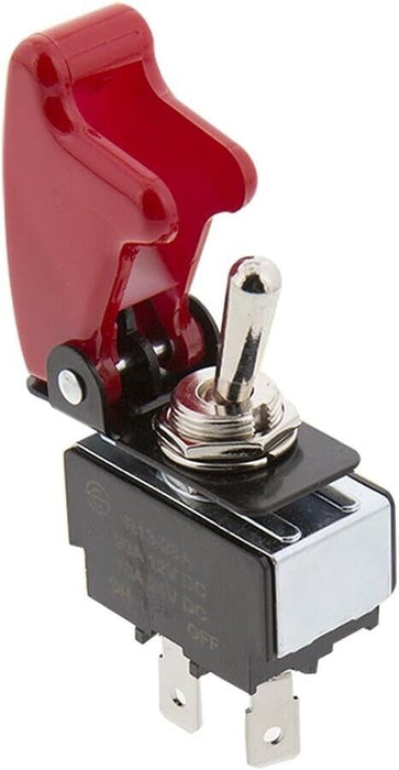 12V RED LED Lighted Toggle Switch with Safety Cover Guard ON Covered Rocker