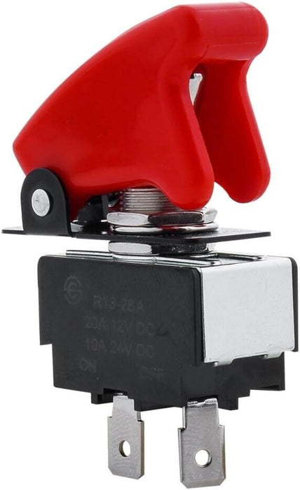 12V RED LED Lighted Toggle Switch with Safety Cover Guard ON Covered Rocker