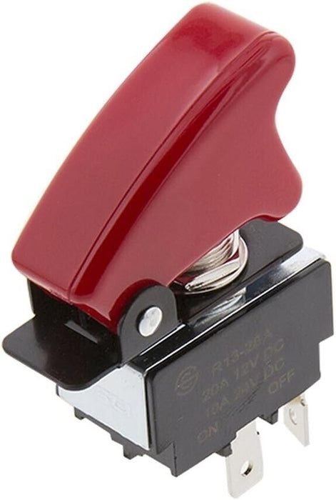 12V RED LED Lighted Toggle Switch with Safety Cover Guard ON Covered Rocker