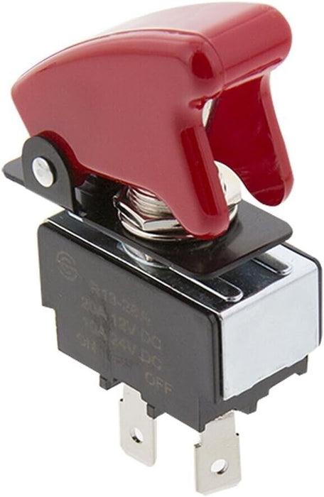 12V RED LED Lighted Toggle Switch with Safety Cover Guard ON Covered Rocker