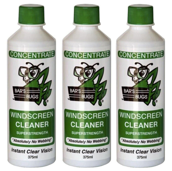 x3 Bar's Bugs Windscreen Cleaner 375ml Concentrate BB375 - High Quality & Proven