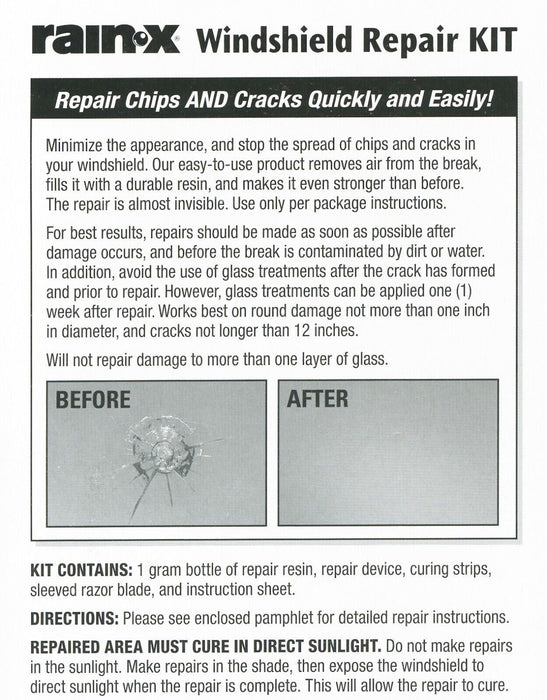 Rain-X WINDSHIELD REPAIR KIT Chips Cracks Bulll's-Eyes & Stars • Do it Yourself