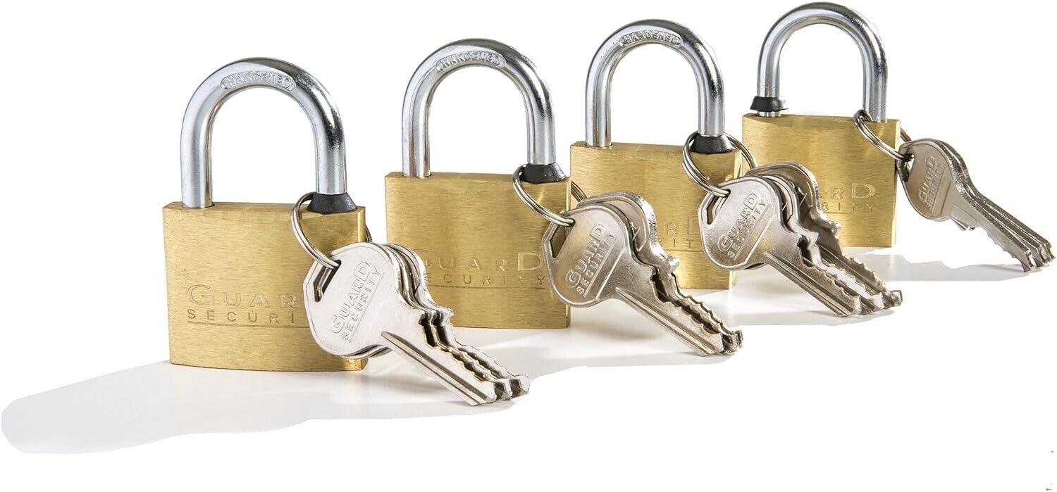 TRADE GEAR Keyed Alike Padlock 30 40 50 60mm Brass All Same Key 3 Keys