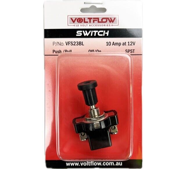 VOLTFLOW Off/On Push/Pull Switch - 16 Amp 12 /24Volt 0.5mm-12mm Clamp Length