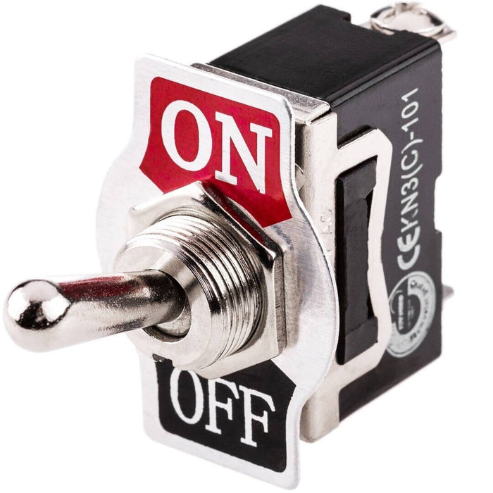 VOLTFLOW  ON/OFF/METAL TOGGLE SWITCH WITH ON/OFF/ON TAB 20 AMP 12 VOLT