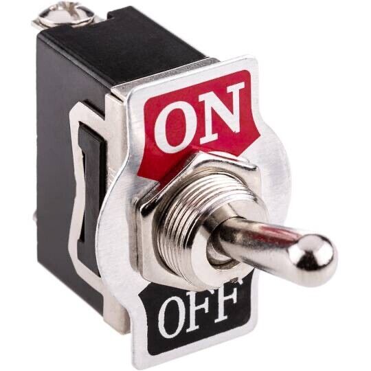 VOLTFLOW  ON/OFF/METAL TOGGLE SWITCH WITH ON/OFF/ON TAB 20 AMP 12 VOLT