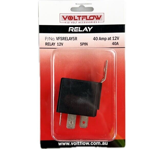 VOLTFLOW 12V/24V 40A NORMALLY OPEN 5 PIN RELAY WITH RESISTOR 68028BL