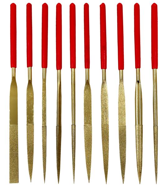 T&E Tools 10PCS Diamond Needle File Set 135mmL 150 Grit Made in Taiwan