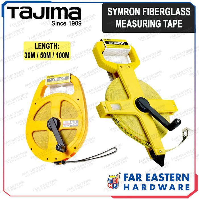 TAJIMA 13mm SYMRON-R PVC Coating FIBREGLASS OPEN REEL TAPE MEASURE 30/50/100M