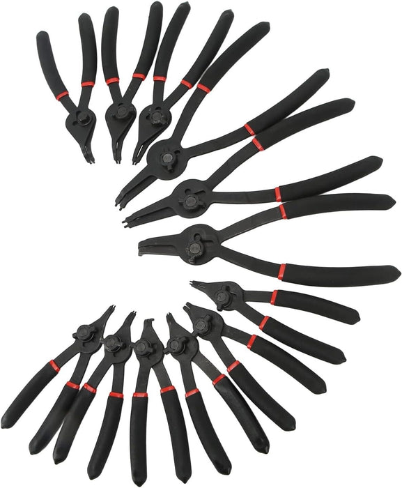 T&E Tools 12PCS Quick Change Int/Ext Circlip Plier CR-MO steel Set Made Taiwan