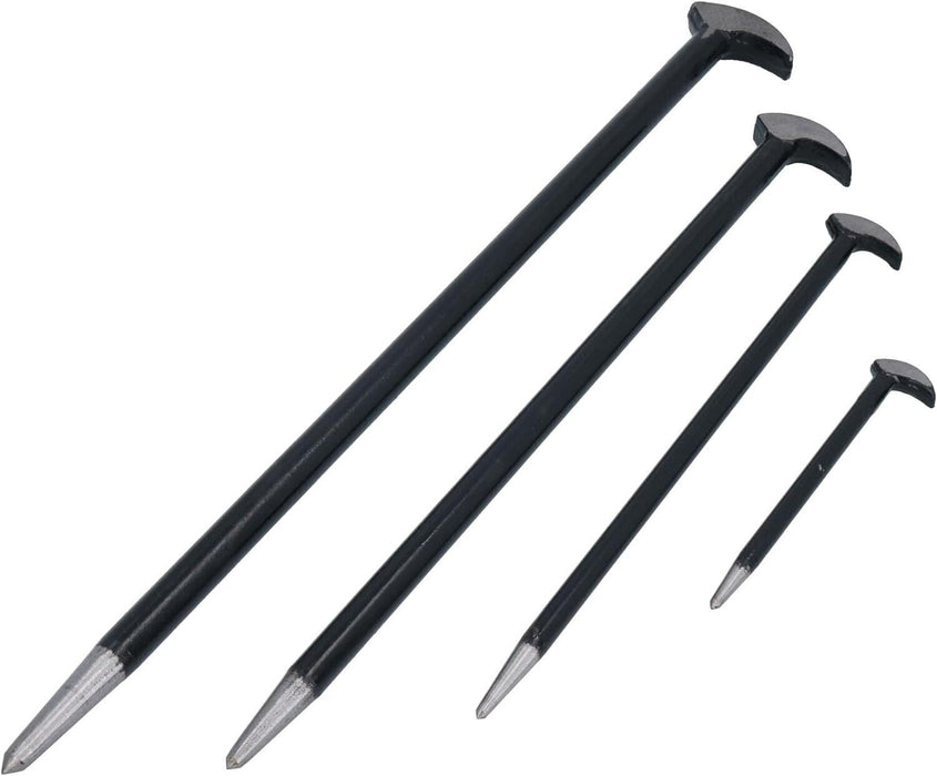 T&E Tools Roll Head Pry Solid Bar 4 Piece Set (Lady Foot Type) Made in Taiwan