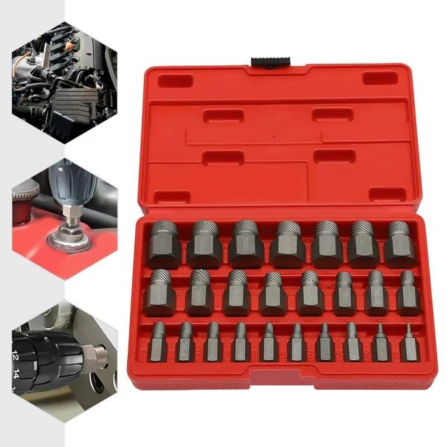 T&E Tools 25PCS Damaged Screw Extractor Set  C4150 alloy steel Easy Out Remover