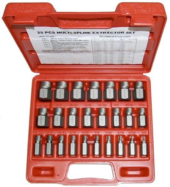 T&E Tools 25PCS Damaged Screw Extractor Set  C4150 alloy steel Easy Out Remover