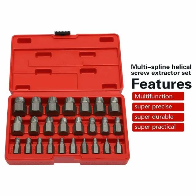 T&E Tools 25PCS Damaged Screw Extractor Set  C4150 alloy steel Easy Out Remover