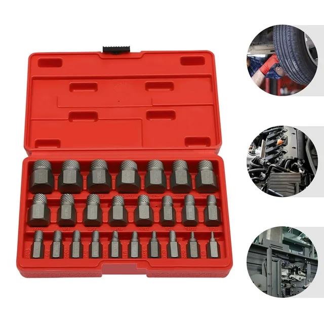 T&E Tools 25PCS Damaged Screw Extractor Set  C4150 alloy steel Easy Out Remover