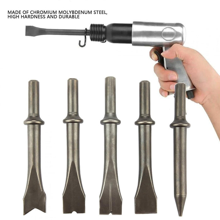 T&E Tools 5Pc Air Hammer Molybdenum Steel Chisel Set Made in Taiwan 8296