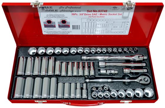 T&E Tools Socket Set 3/8"DR 12PT Standard & Deep SAE/Metric Made in Taiwan