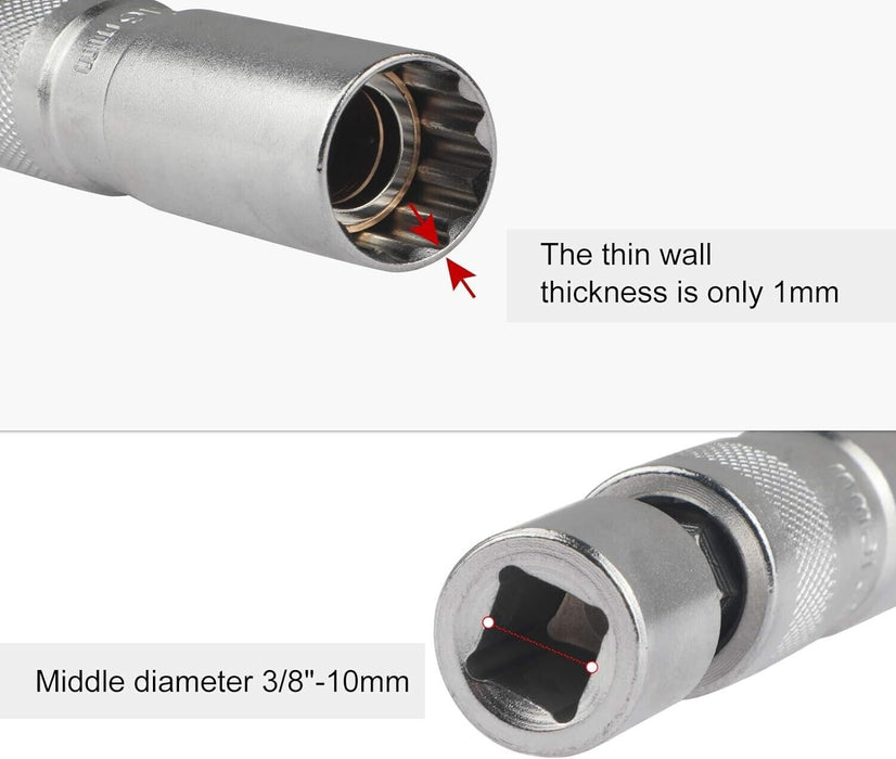 T&E Tools 12PT 14mm /5/8/13/16 Magnetic Uni Spark Plug Made in Taiwan