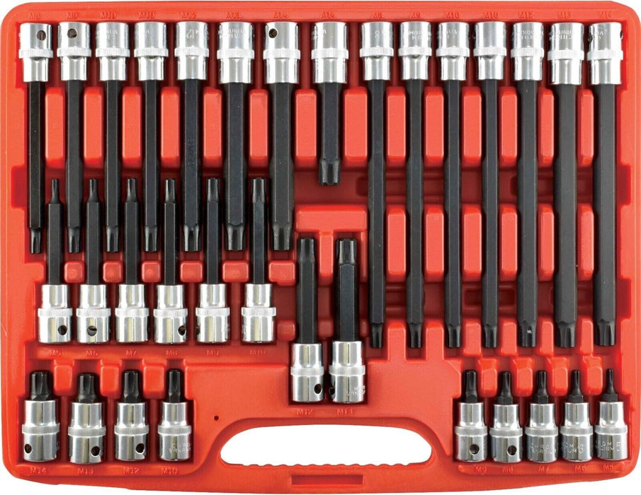 T&E Tools 32PCS  1/2"Dr Torx Socket Set Made in Taiwan T20-T70 55/100/140/200mmL